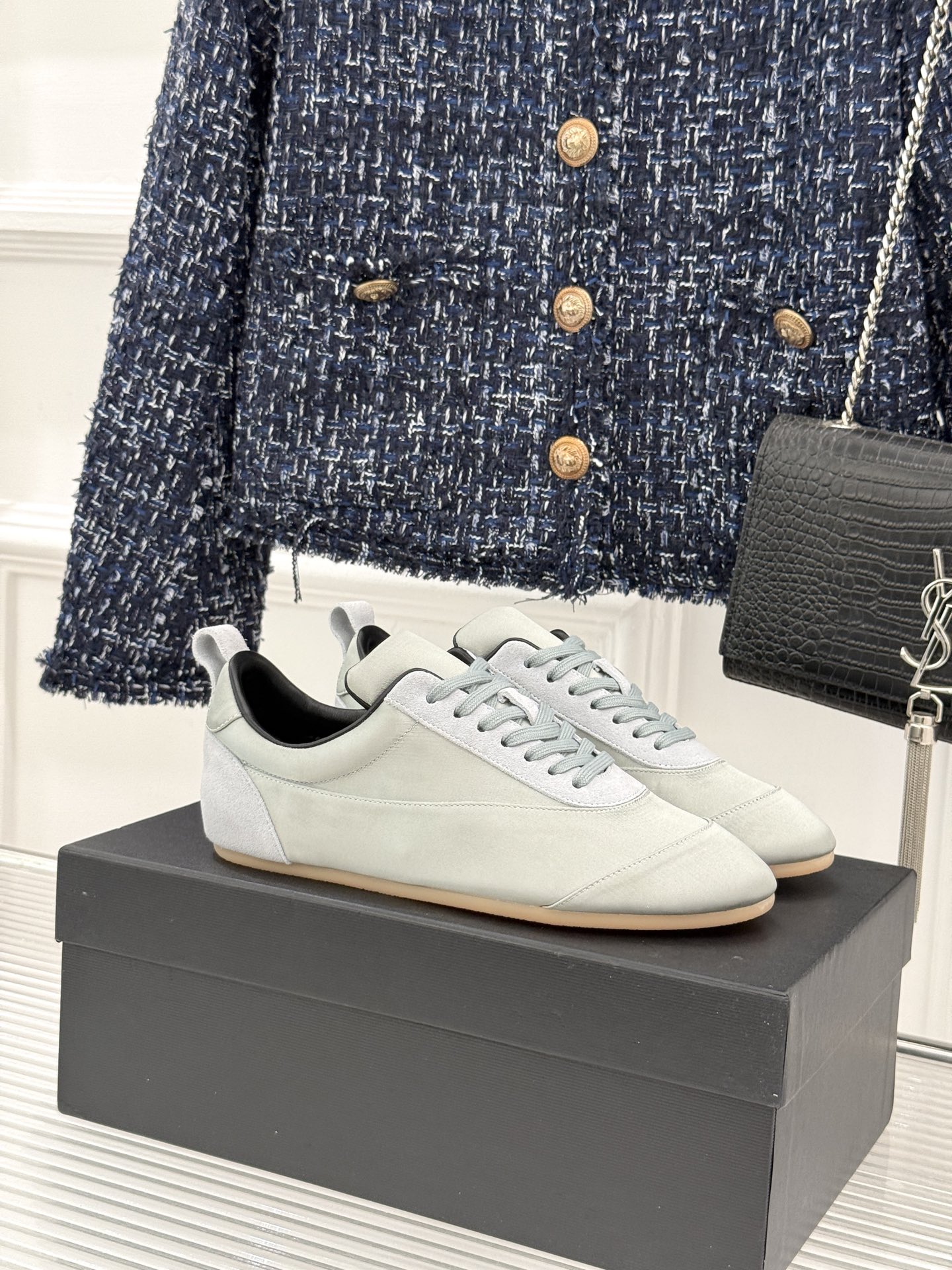Jil Sander/吉尔桑达极26WF新品复古真丝芭蕾休闲德训鞋阿甘鞋 真丝与运动的温柔邂逅复古芭蕾融