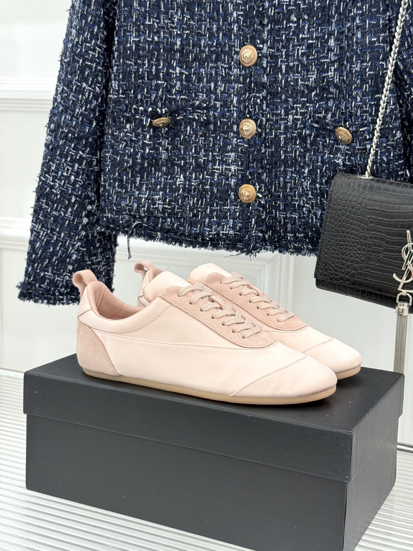 Jil Sander/吉尔桑达极26WF新品复古真丝芭蕾休闲德训鞋阿甘鞋 真丝与运动的温柔邂逅复古芭蕾融