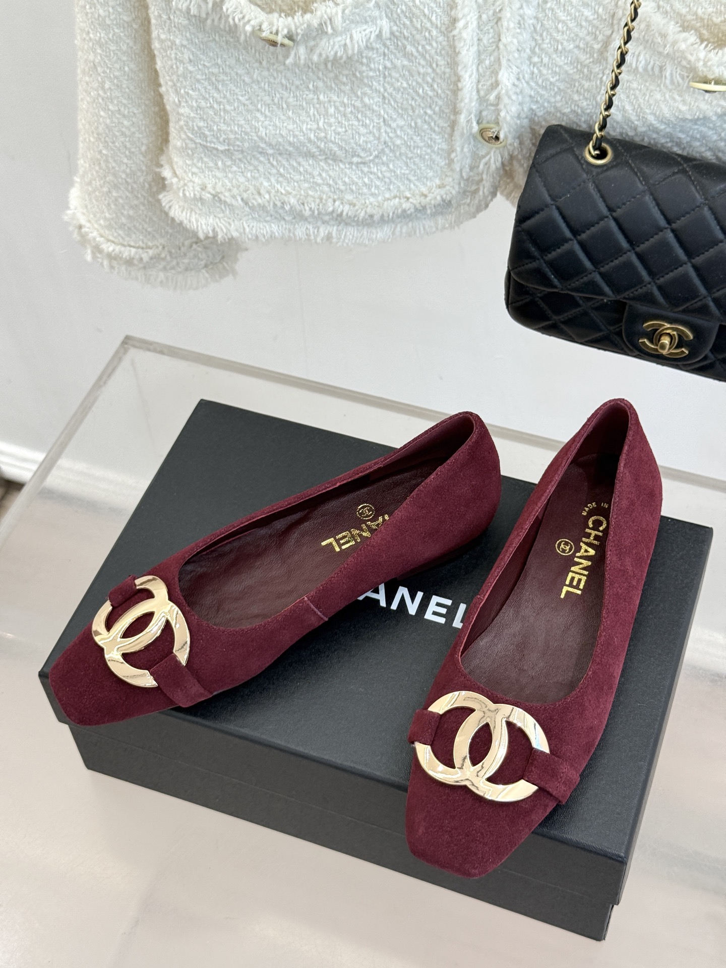 CHANE*｜小香26M新品走秀金属大双C扣方头平底单鞋Chanel 走秀金属大双C单鞋小香系列走秀王炸
