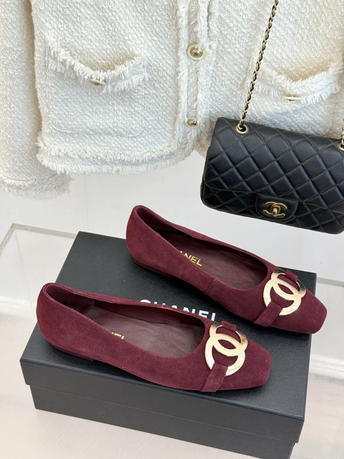 CHANE*｜小香26M新品走秀金属大双C扣方头平底单鞋Chanel 走秀金属大双C单鞋小香系列走秀王炸