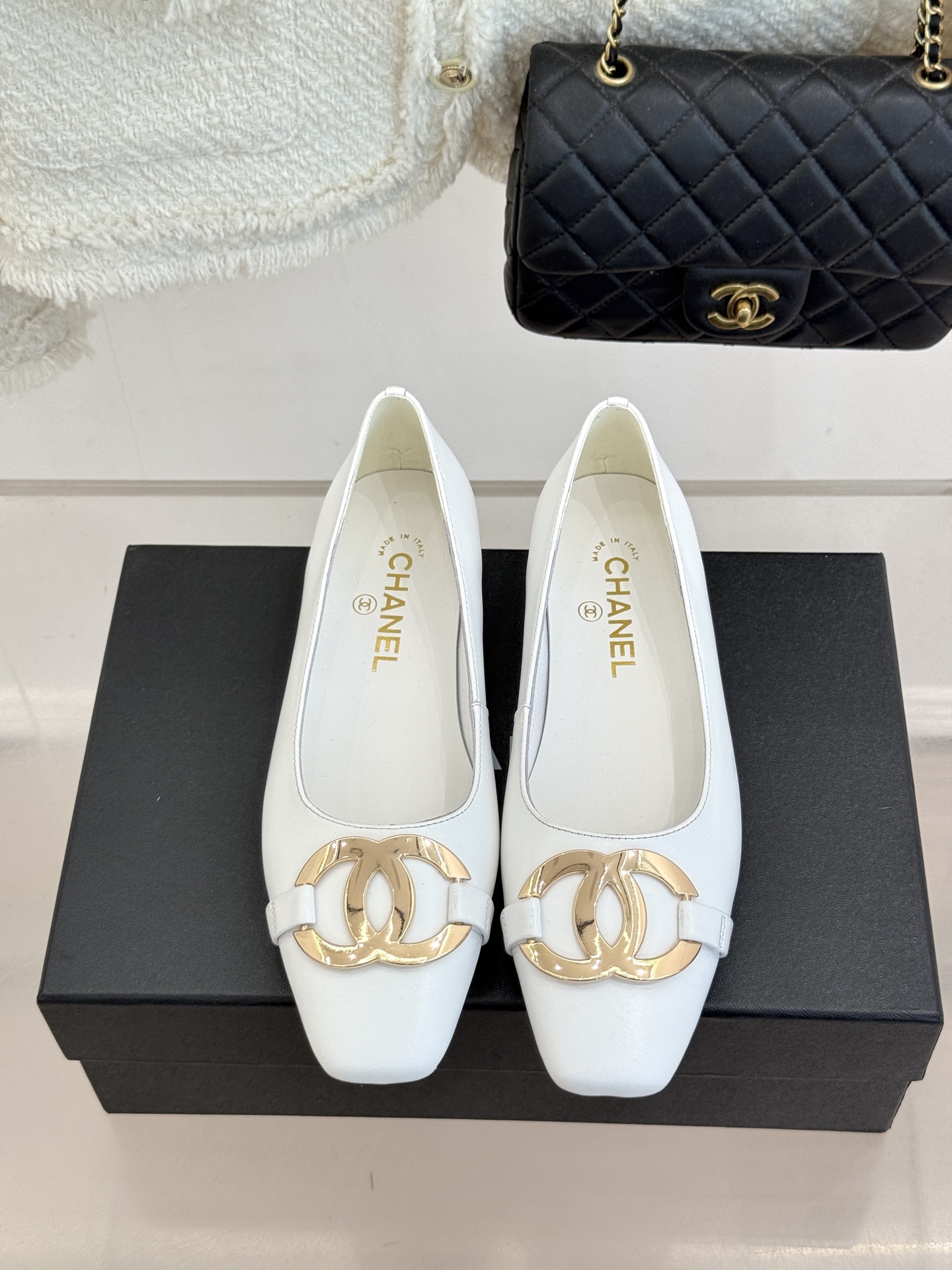 CHANE*｜小香26M新品走秀金属大双C扣方头平底单鞋Chanel 走秀金属大双C单鞋小香系列走秀王炸