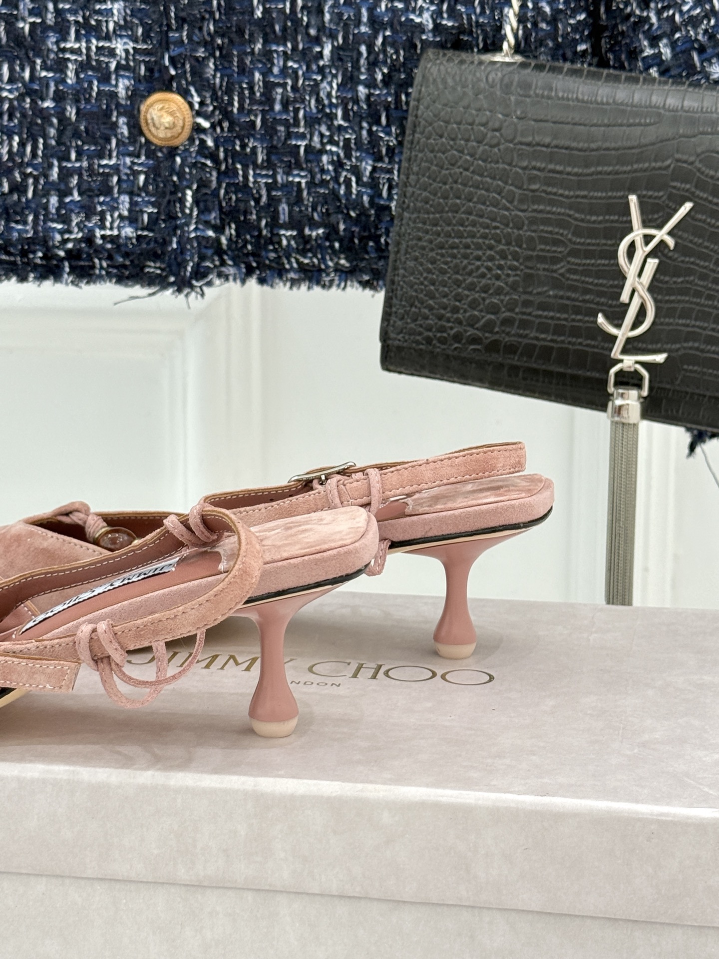 Jimmy Choo/吉米周JC26WF新品Lauri 50｜琥珀色串珠尖头高跟凉鞋吉米周26WF封神凉