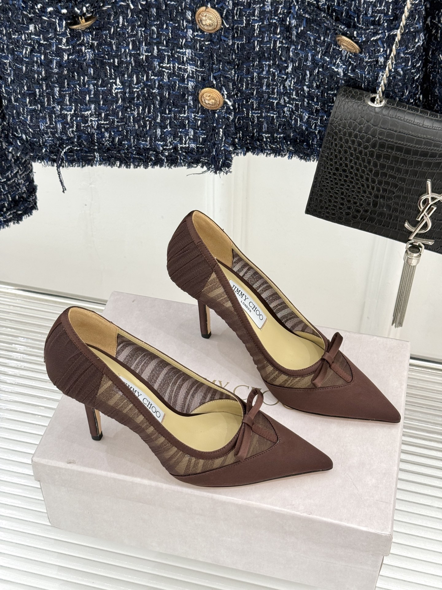 Jimmy Choo/吉米周JC26WF新品蝴蝶结尖头平底高跟鞋单鞋吉米周春夏仙女本命鞋真丝网纱漾着朦胧 Jimmy Choo/吉米周JC26WF新品蝴蝶结尖头平底高跟鞋单鞋吉米周春夏仙女本命鞋真丝网纱漾着朦胧