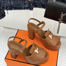 Hermès/爱马仕26WF新品H金属扣流苏防水台高跟凉鞋谁懂啊这双美到失语经典H扣刻入品牌灵魂灵动流苏 Hermès/爱马仕26WF新品H金属扣流苏防水台高跟凉鞋谁懂啊这双美到失语经典H扣刻入品牌灵魂灵动流苏