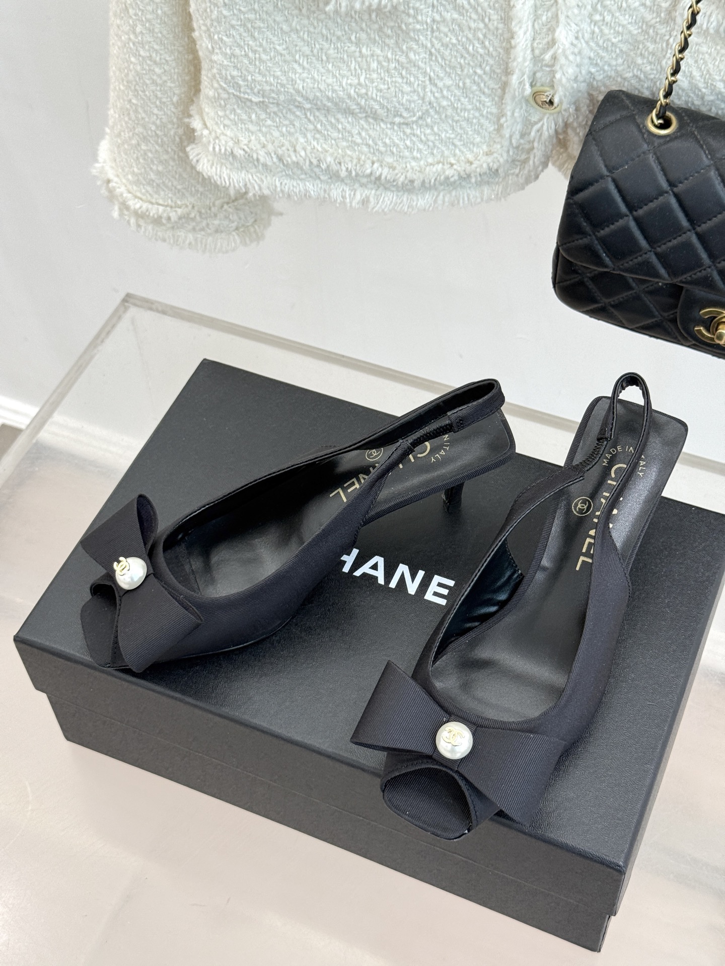 CHANE*｜小香26A新品双C珍珠蝴蝶结鱼嘴高跟凉鞋把温柔贵气焊在足尖26A早春封神级绝美单品双C珍珠