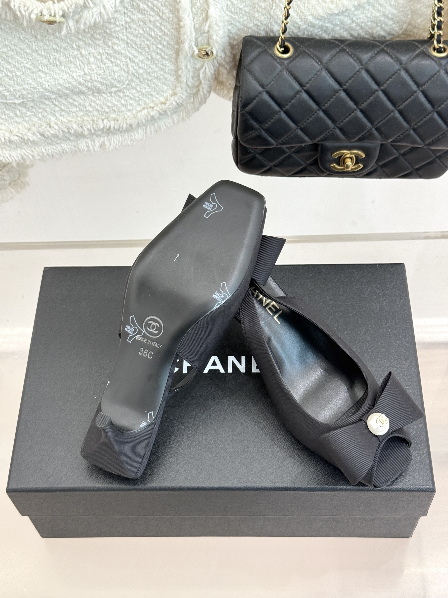 CHANE*｜小香26A新品双C珍珠蝴蝶结鱼嘴高跟凉鞋把温柔贵气焊在足尖26A早春封神级绝美单品双C珍珠