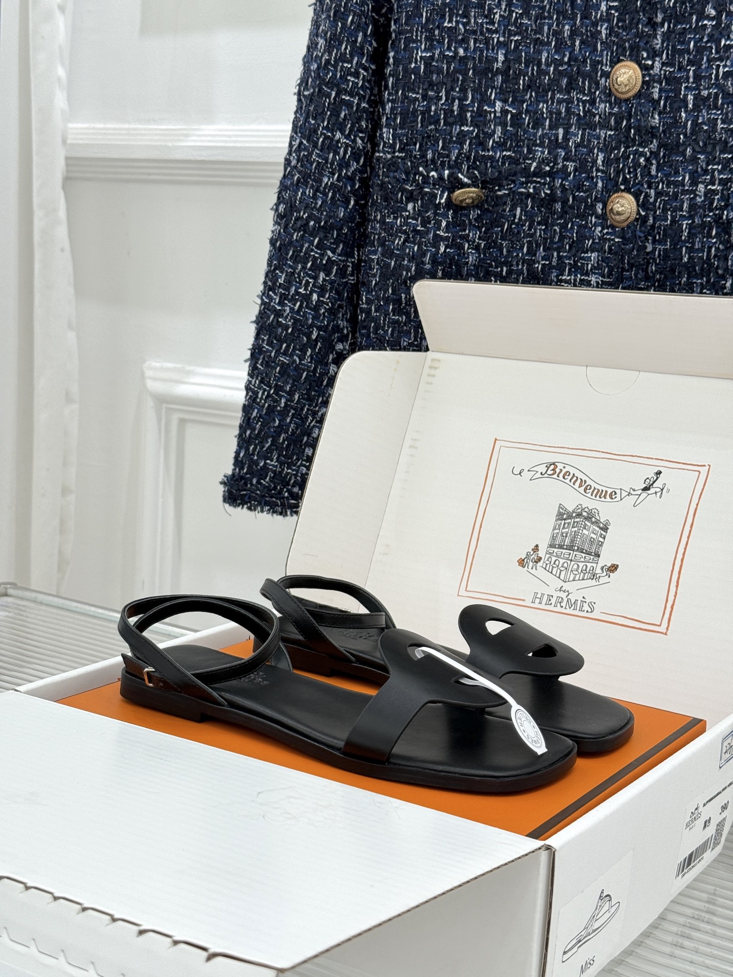 凉鞋 Hermès/爱马仕26WF新品镂空罗马猪笼猪鼻子拖鞋凉鞋罗马猪笼镂空太有腔调标志性猪鼻扣辨识度拉