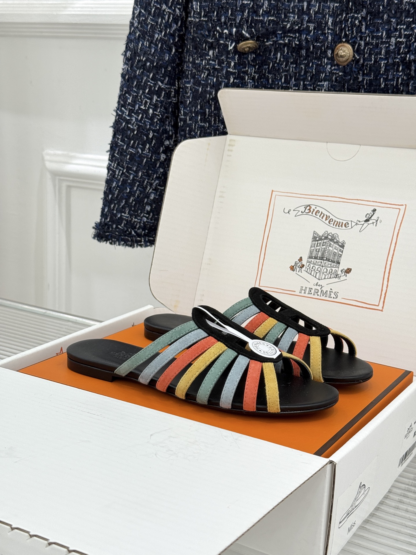 拖鞋 Hermès/爱马仕26WF新品镂空罗马猪笼猪鼻子拖鞋凉鞋罗马猪笼镂空太有腔调标志性猪鼻扣辨识度拉