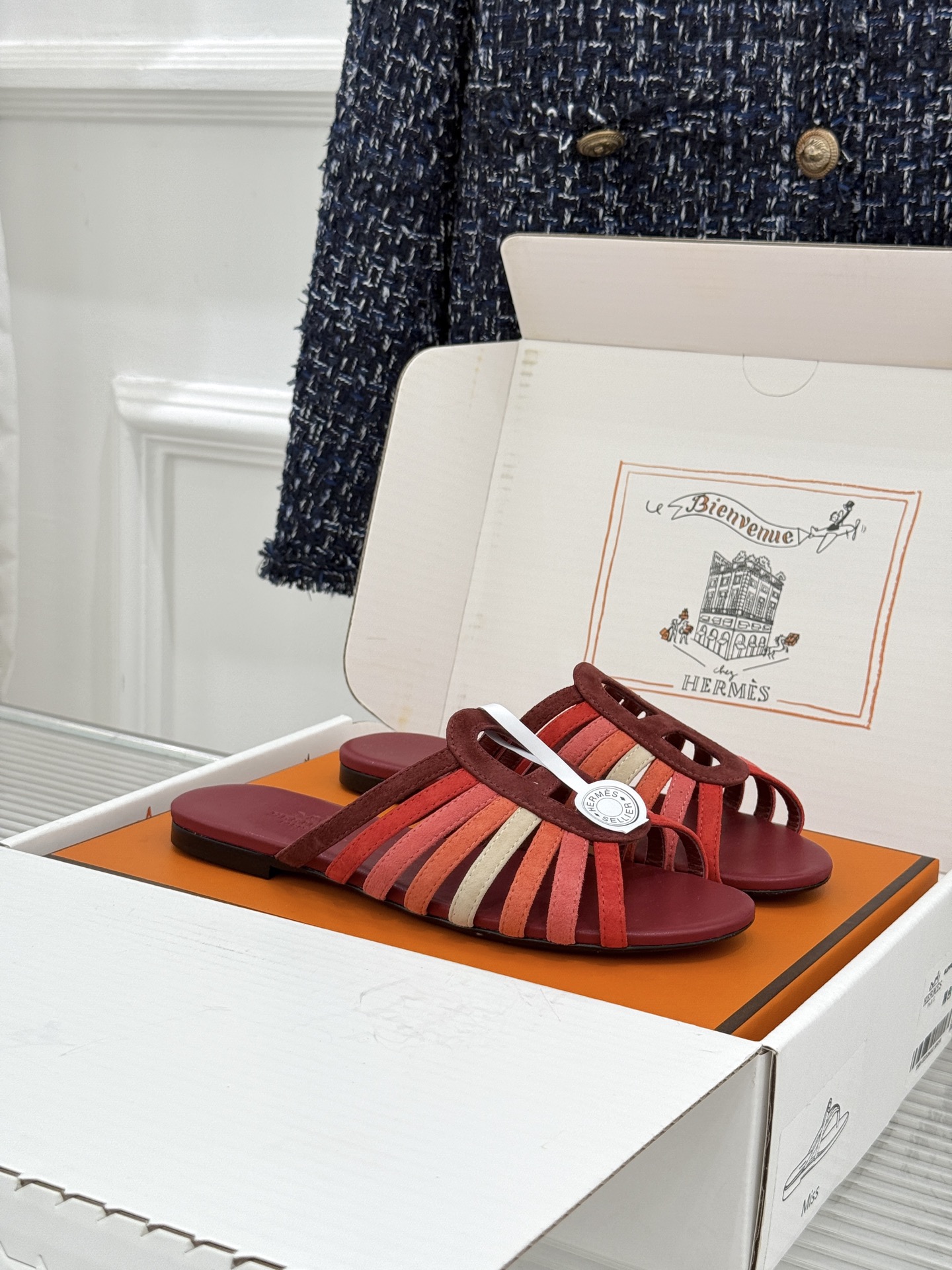 拖鞋 Hermès/爱马仕26WF新品镂空罗马猪笼猪鼻子拖鞋凉鞋罗马猪笼镂空太有腔调标志性猪鼻扣辨识度拉