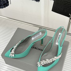 Balenciaga x Manolo Blahnik联盟款26WF新品水晶叶真丝高跟拖鞋凉鞋巴黎世家联 Balenciaga x Manolo Blahnik联盟款26WF新品水晶叶真丝高跟拖鞋凉鞋巴黎世家联
