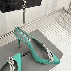 Balenciaga x Manolo Blahnik联盟款26WF新品水晶叶真丝高跟拖鞋凉鞋巴黎世家联 Balenciaga x Manolo Blahnik联盟款26WF新品水晶叶真丝高跟拖鞋凉鞋巴黎世家联