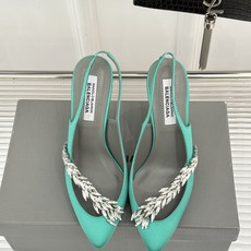 Balenciaga x Manolo Blahnik联盟款26WF新品水晶叶真丝高跟拖鞋凉鞋巴黎世家联 Balenciaga x Manolo Blahnik联盟款26WF新品水晶叶真丝高跟拖鞋凉鞋巴黎世家联