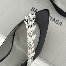 Balenciaga x Manolo Blahnik联盟款26WF新品水晶叶真丝高跟拖鞋凉鞋巴黎世家联 Balenciaga x Manolo Blahnik联盟款26WF新品水晶叶真丝高跟拖鞋凉鞋巴黎世家联