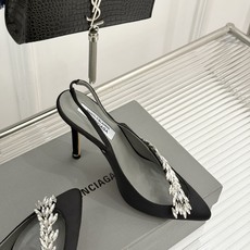 Balenciaga x Manolo Blahnik联盟款26WF新品水晶叶真丝高跟拖鞋凉鞋巴黎世家联 Balenciaga x Manolo Blahnik联盟款26WF新品水晶叶真丝高跟拖鞋凉鞋巴黎世家联