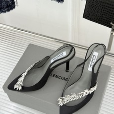 Balenciaga x Manolo Blahnik联盟款26WF新品水晶叶真丝高跟拖鞋凉鞋巴黎世家联 Balenciaga x Manolo Blahnik联盟款26WF新品水晶叶真丝高跟拖鞋凉鞋巴黎世家联