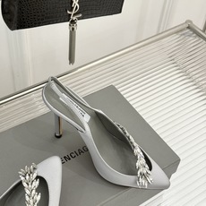 Balenciaga x Manolo Blahnik联盟款26WF新品水晶叶真丝高跟拖鞋凉鞋巴黎世家联 Balenciaga x Manolo Blahnik联盟款26WF新品水晶叶真丝高跟拖鞋凉鞋巴黎世家联