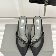 Balenciaga x Manolo Blahnik联盟款26WF新品水晶叶真丝高跟拖鞋凉鞋巴黎世家联 Balenciaga x Manolo Blahnik联盟款26WF新品水晶叶真丝高跟拖鞋凉鞋巴黎世家联