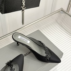 Balenciaga x Manolo Blahnik联盟款26WF新品水晶叶真丝高跟拖鞋凉鞋巴黎世家联 Balenciaga x Manolo Blahnik联盟款26WF新品水晶叶真丝高跟拖鞋凉鞋巴黎世家联