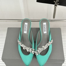 Balenciaga x Manolo Blahnik联盟款26WF新品水晶叶真丝高跟拖鞋凉鞋巴黎世家联 Balenciaga x Manolo Blahnik联盟款26WF新品水晶叶真丝高跟拖鞋凉鞋巴黎世家联