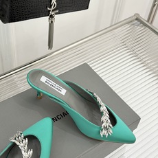 Balenciaga x Manolo Blahnik联盟款26WF新品水晶叶真丝高跟拖鞋凉鞋巴黎世家联 Balenciaga x Manolo Blahnik联盟款26WF新品水晶叶真丝高跟拖鞋凉鞋巴黎世家联