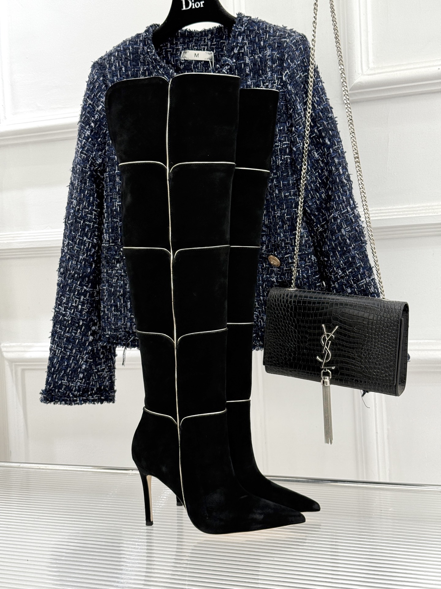 Gianvito Rossi 26WF秋冬新品尖头复古拼接细跟高跟短靴长靴复古拼接重塑尖头格调细高跟撑起