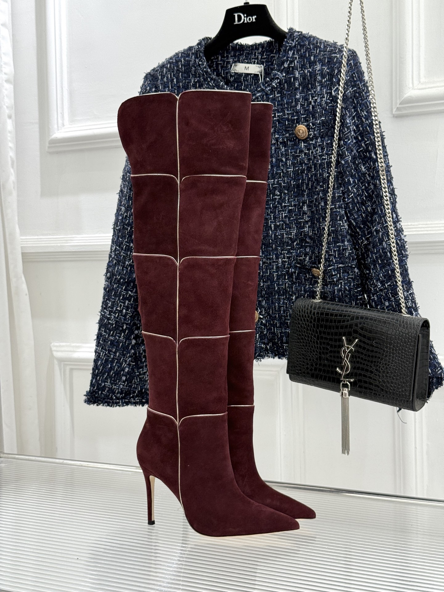 Gianvito Rossi 26WF秋冬新品尖头复古拼接细跟高跟短靴长靴复古拼接重塑尖头格调细高跟撑起
