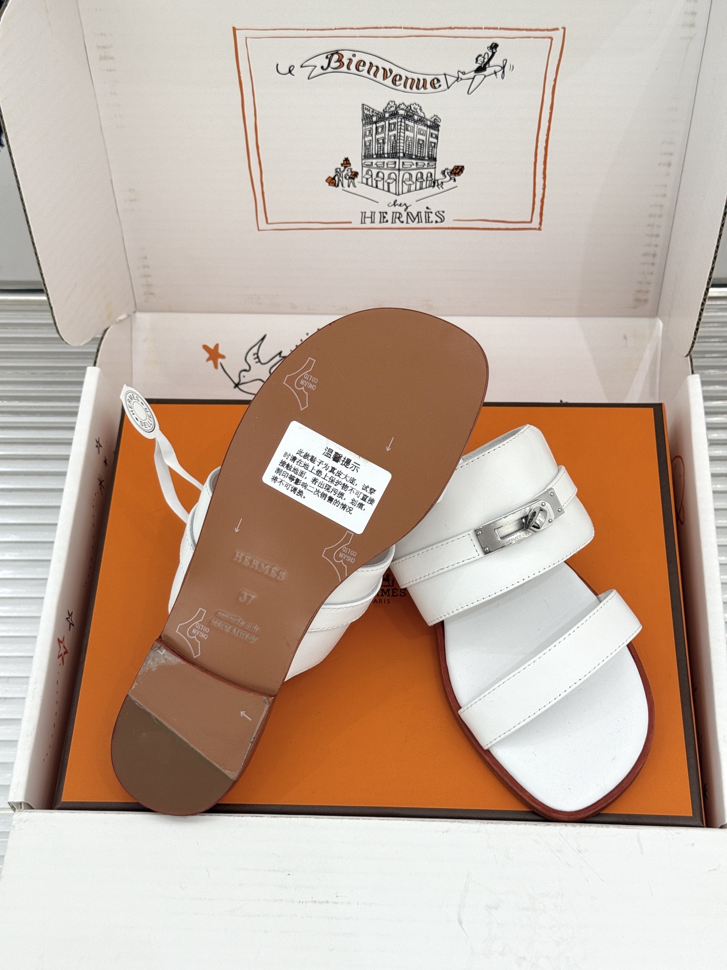（配原版飞机盒）Hermès/爱马仕26WF新品Kelly扣一字带拖鞋夏日衣橱的点睛之笔质感经得住反复打