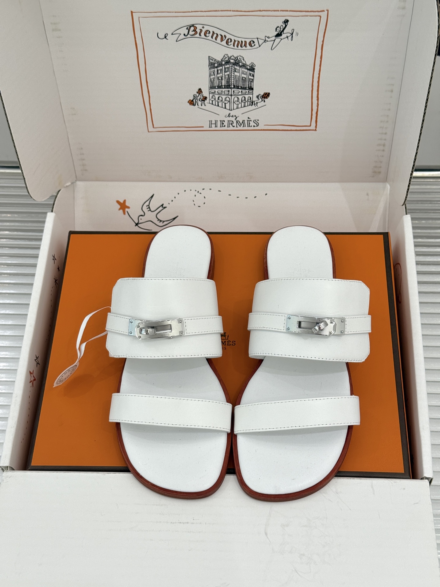 （配原版飞机盒）Hermès/爱马仕26WF新品Kelly扣一字带拖鞋夏日衣橱的点睛之笔质感经得住反复打