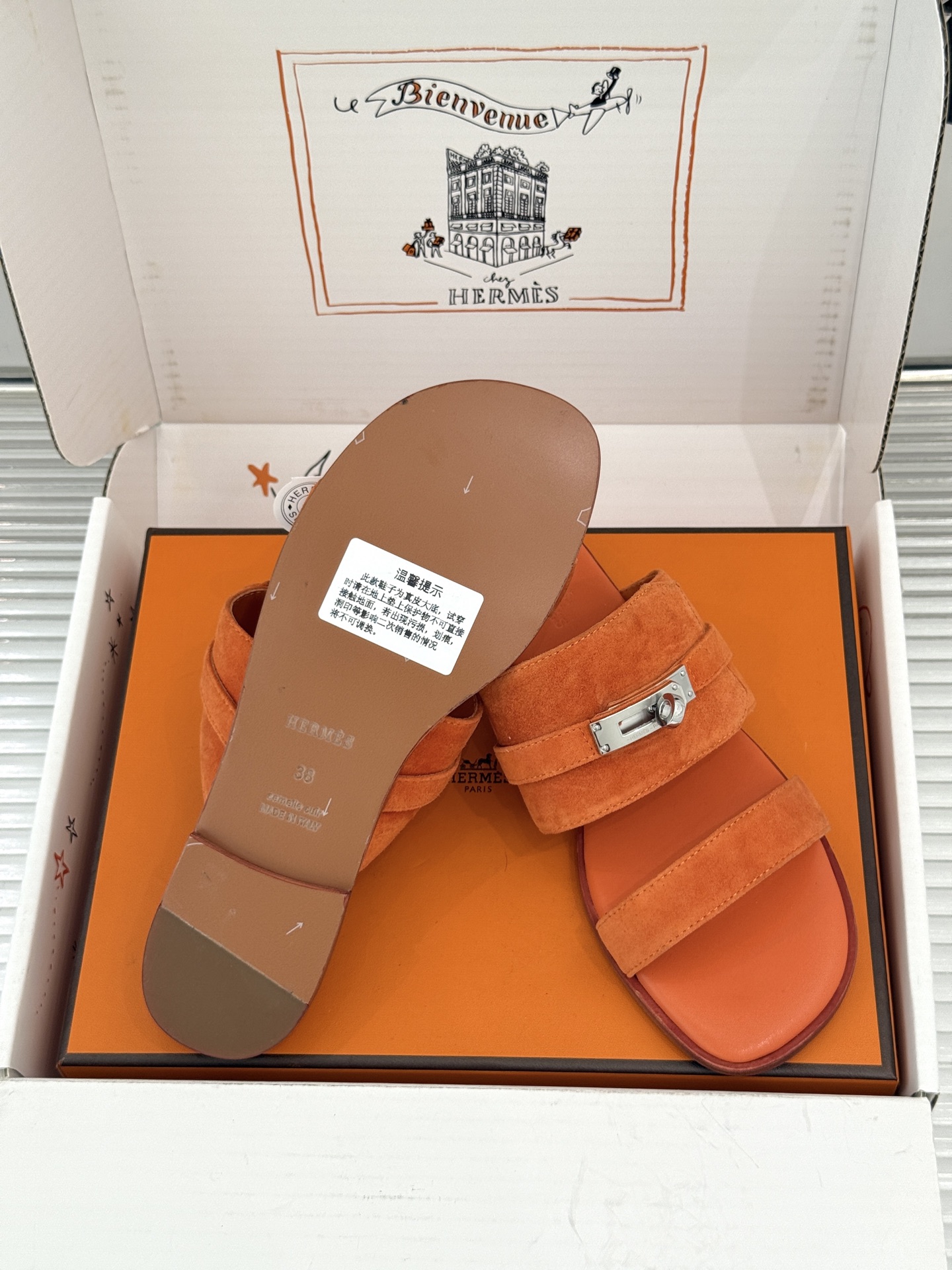 （配原版飞机盒）Hermès/爱马仕26WF新品Kelly扣一字带拖鞋夏日衣橱的点睛之笔质感经得住反复打