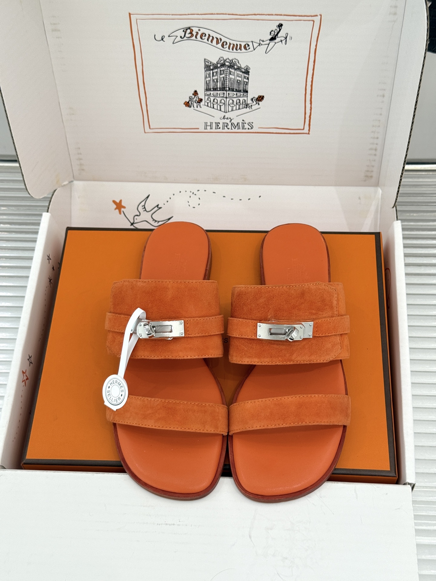 （配原版飞机盒）Hermès/爱马仕26WF新品Kelly扣一字带拖鞋夏日衣橱的点睛之笔质感经得住反复打