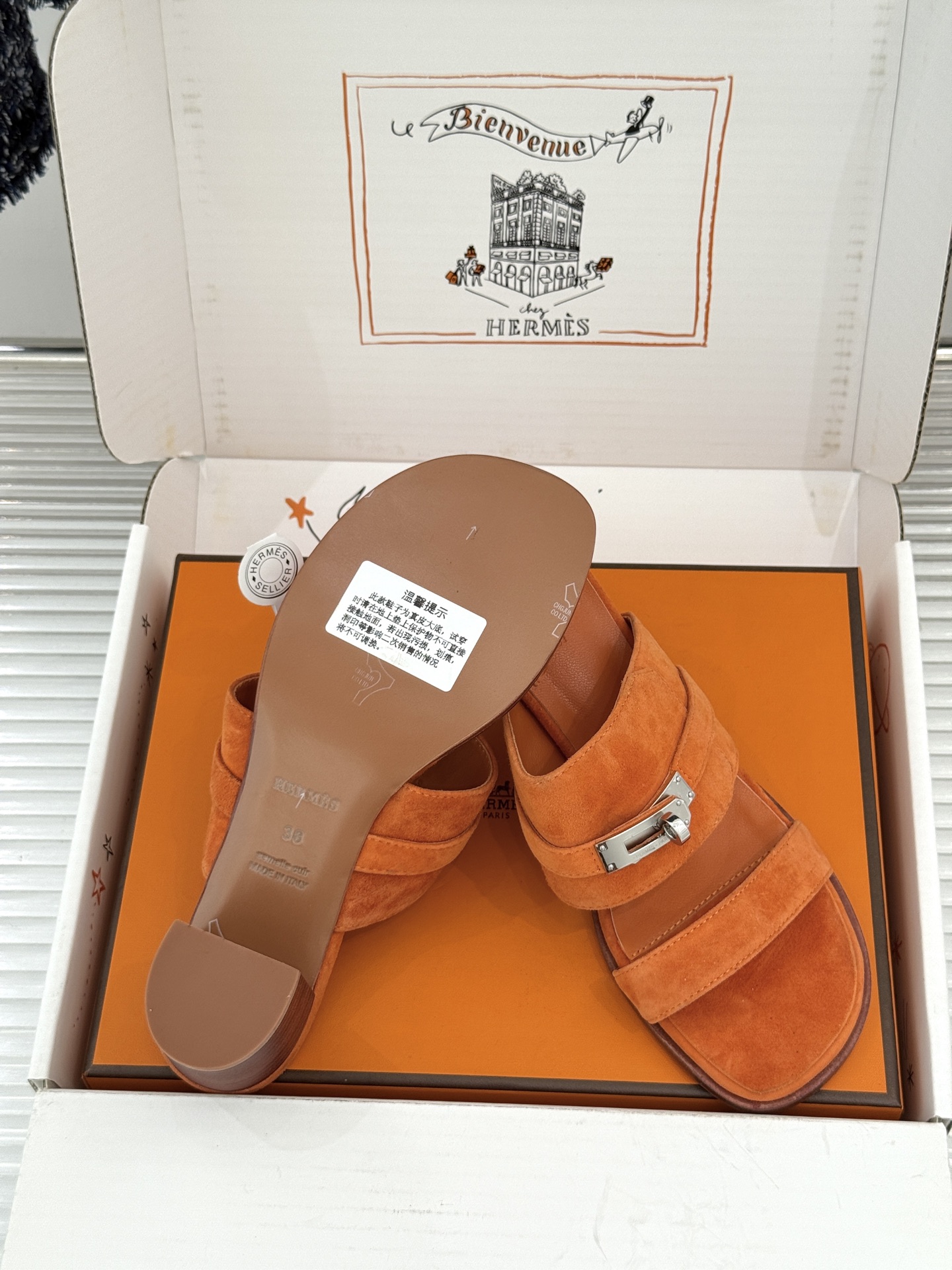 （配原版飞机盒）Hermès/爱马仕26WF新品Kelly扣一字带拖鞋夏日衣橱的点睛之笔质感经得住反复打