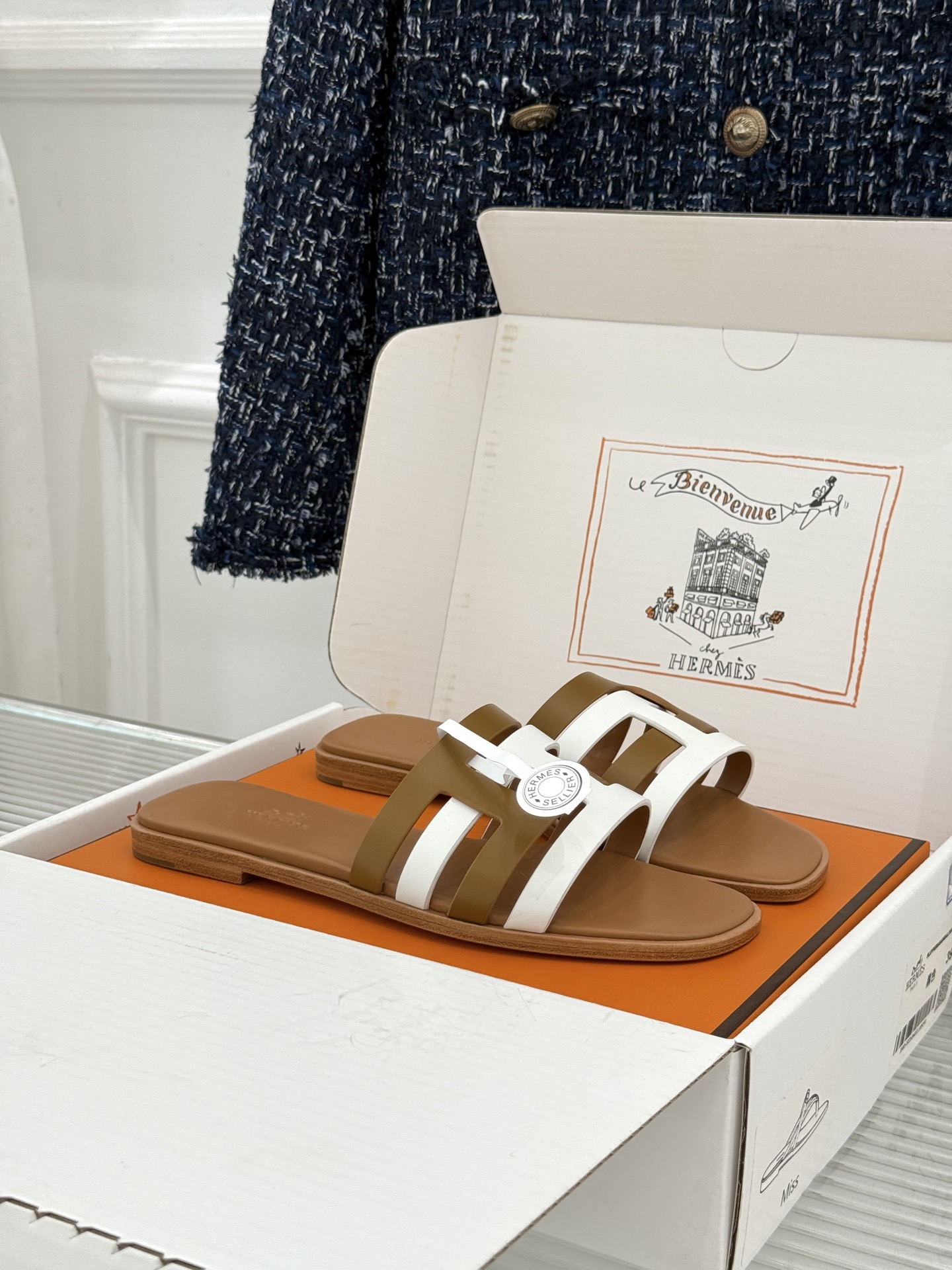 （配原版飞机盒）Hermès/爱马仕26WF新品拼色一字带拖鞋春夏衣橱点睛之笔质感经得住反复打量能穿好多