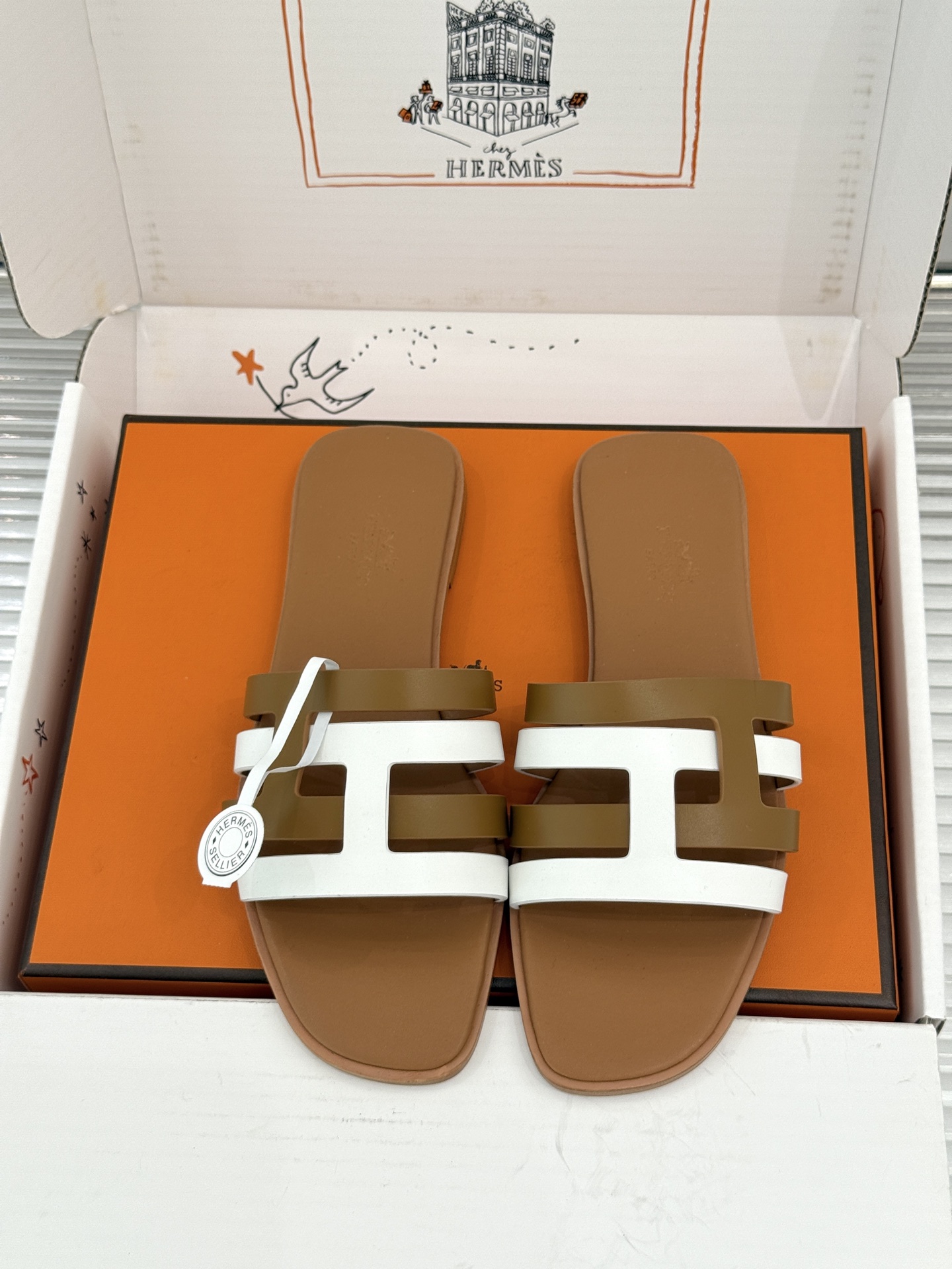 （配原版飞机盒）Hermès/爱马仕26WF新品拼色一字带拖鞋春夏衣橱点睛之笔质感经得住反复打量能穿好多