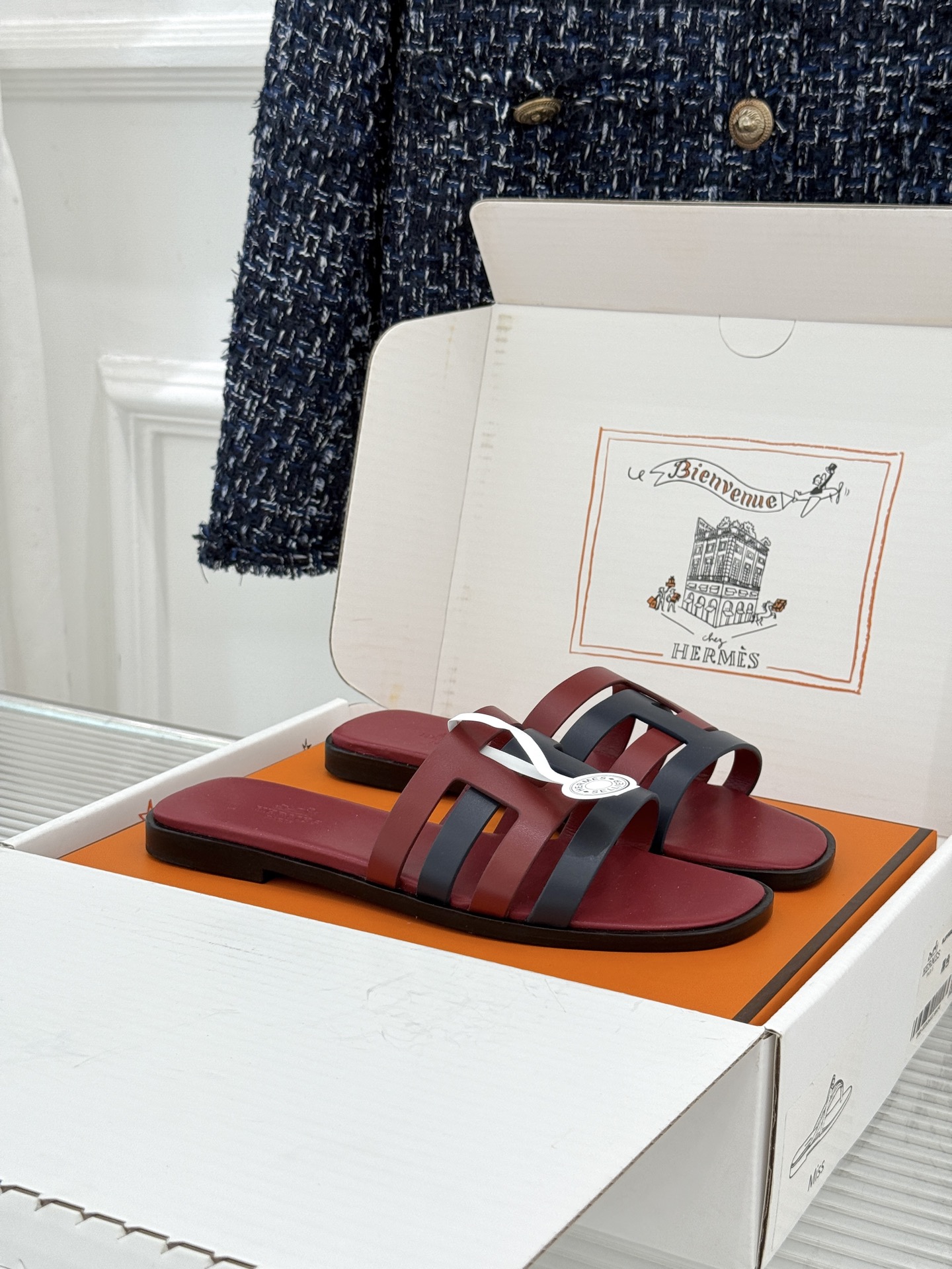 （配原版飞机盒）Hermès/爱马仕26WF新品拼色一字带拖鞋春夏衣橱点睛之笔质感经得住反复打量能穿好多
