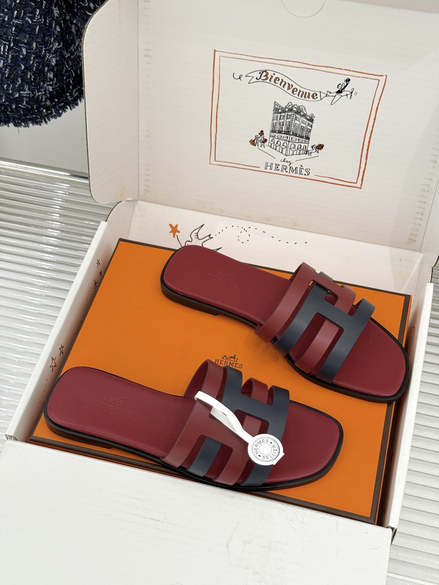 （配原版飞机盒）Hermès/爱马仕26WF新品拼色一字带拖鞋春夏衣橱点睛之笔质感经得住反复打量能穿好多