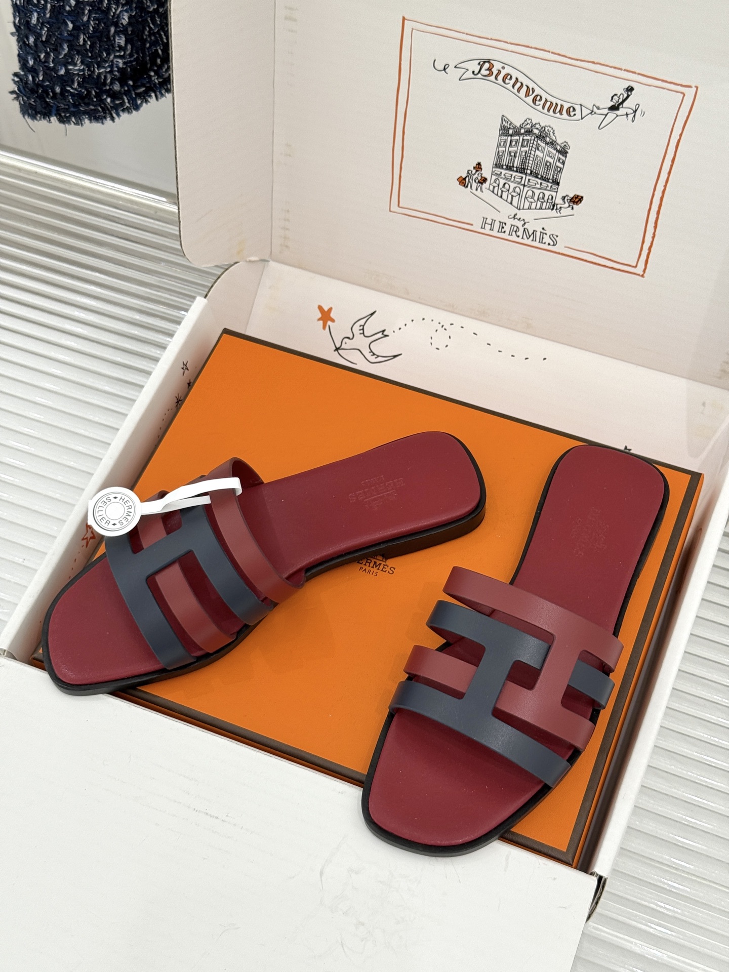 （配原版飞机盒）Hermès/爱马仕26WF新品拼色一字带拖鞋春夏衣橱点睛之笔质感经得住反复打量能穿好多