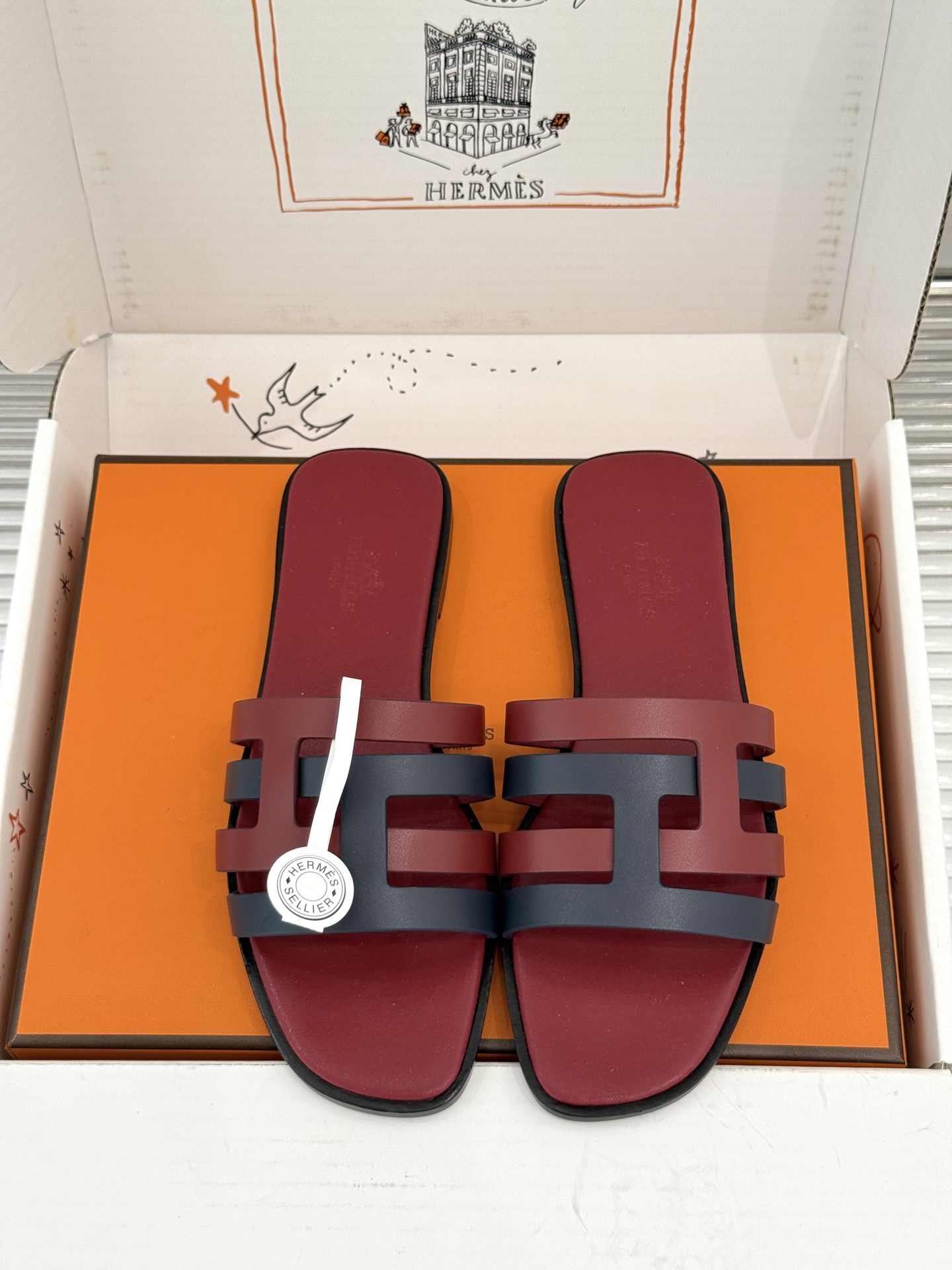 （配原版飞机盒）Hermès/爱马仕26WF新品拼色一字带拖鞋春夏衣橱点睛之笔质感经得住反复打量能穿好多