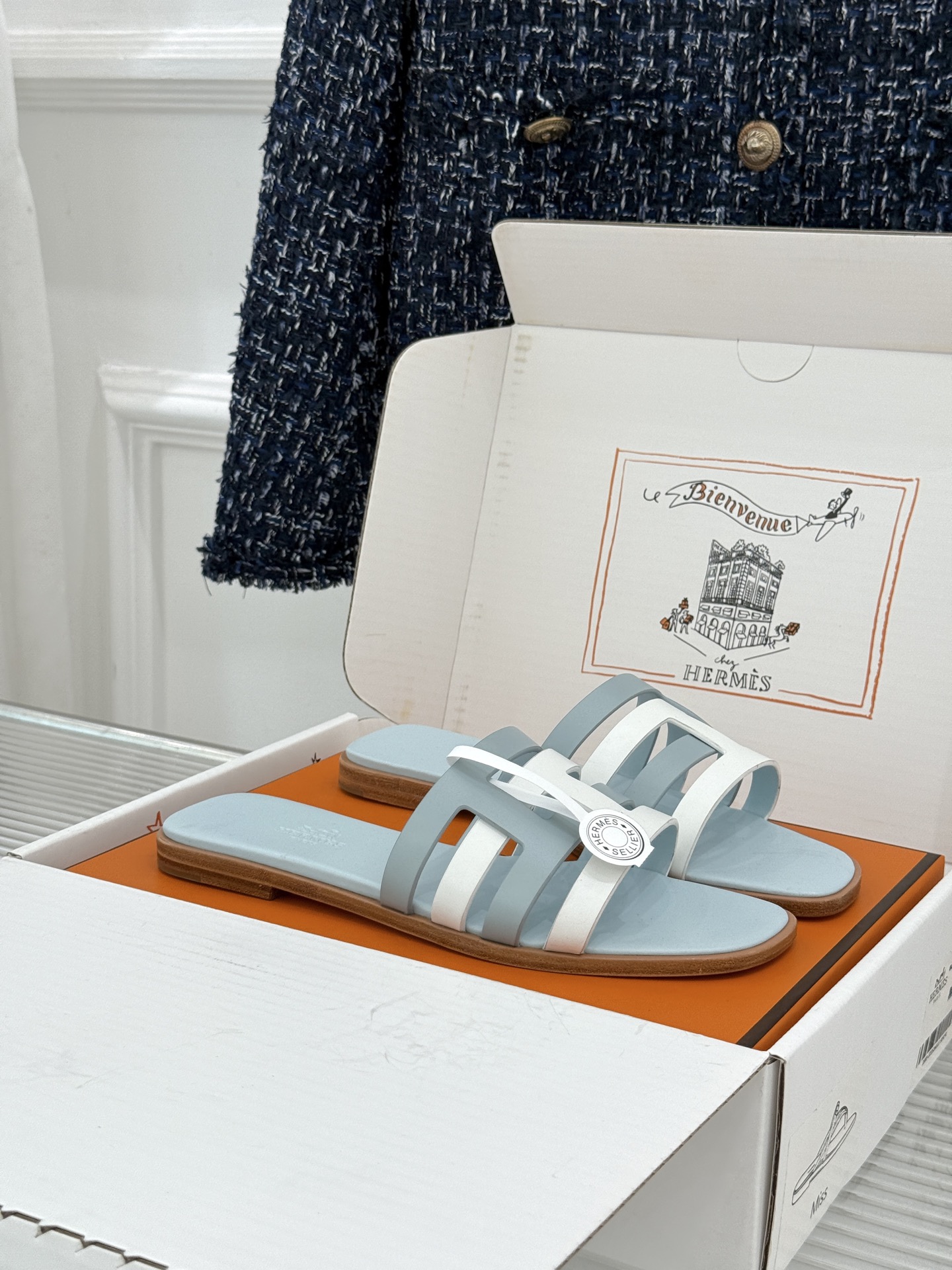（配原版飞机盒）Hermès/爱马仕26WF新品拼色一字带拖鞋春夏衣橱点睛之笔质感经得住反复打量能穿好多