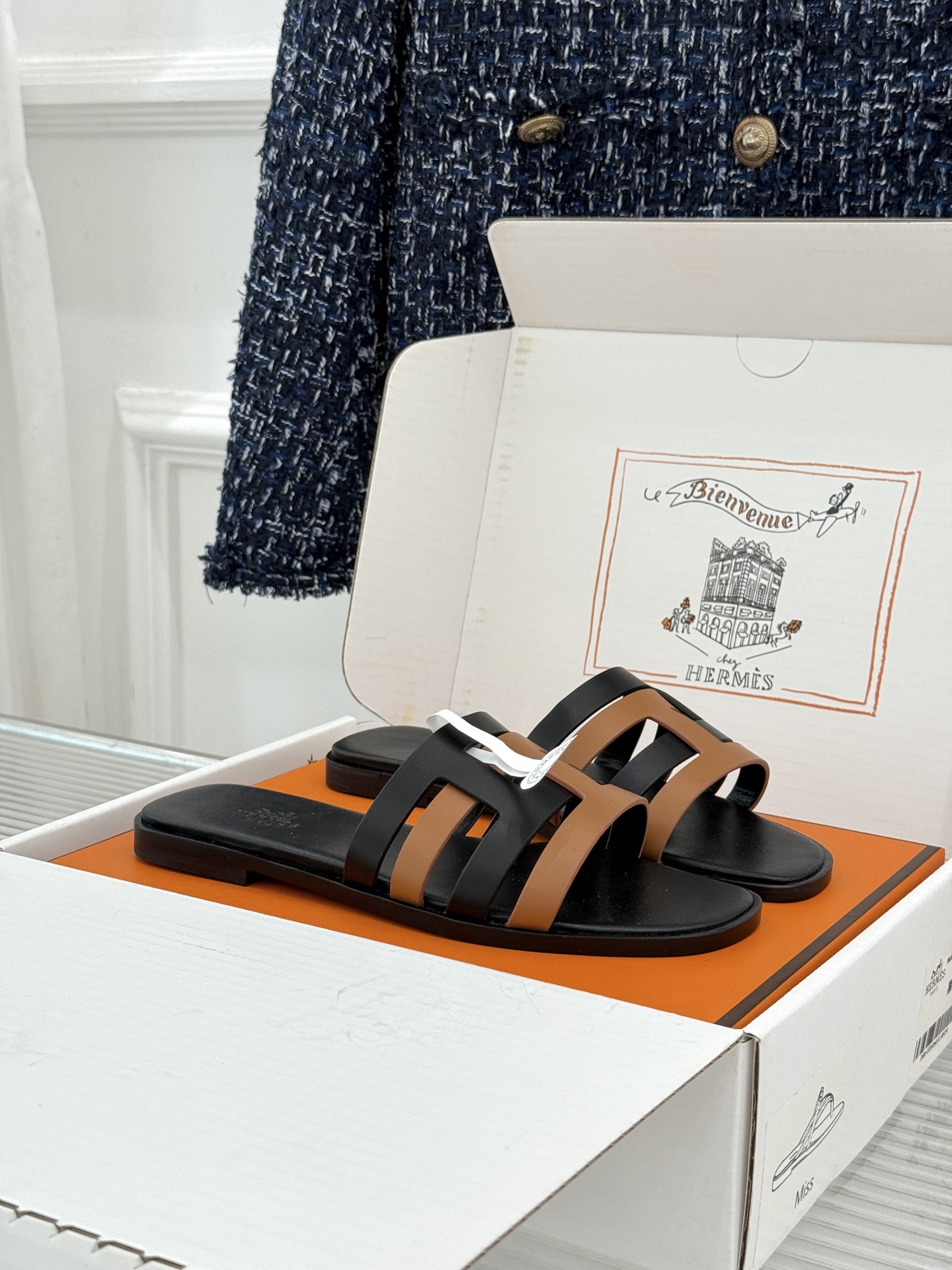 （配原版飞机盒）Hermès/爱马仕26WF新品拼色一字带拖鞋春夏衣橱点睛之笔质感经得住反复打量能穿好多