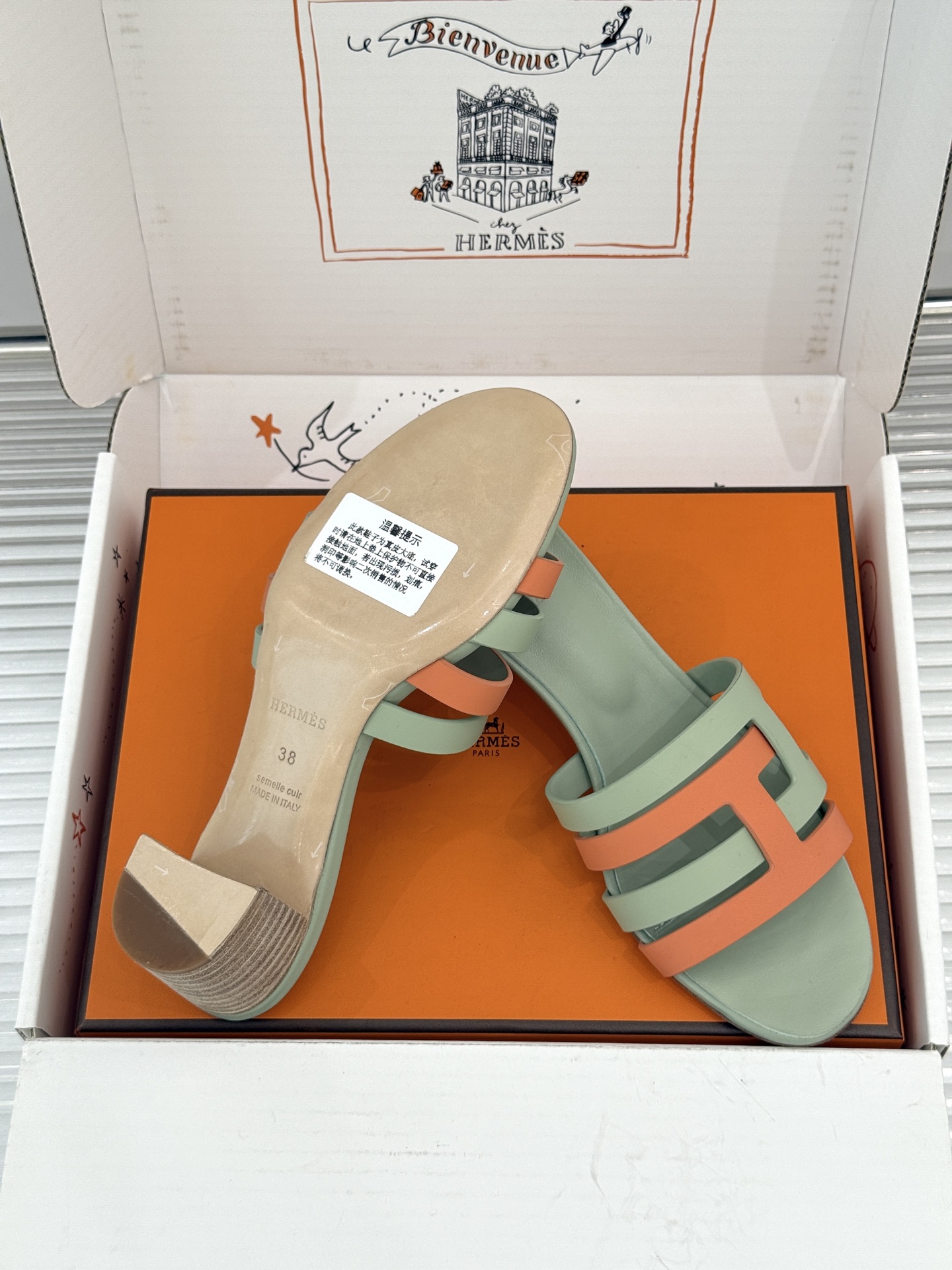 （配原版飞机盒）Hermès/爱马仕26WF新品拼色一字带拖鞋春夏衣橱点睛之笔质感经得住反复打量能穿好多