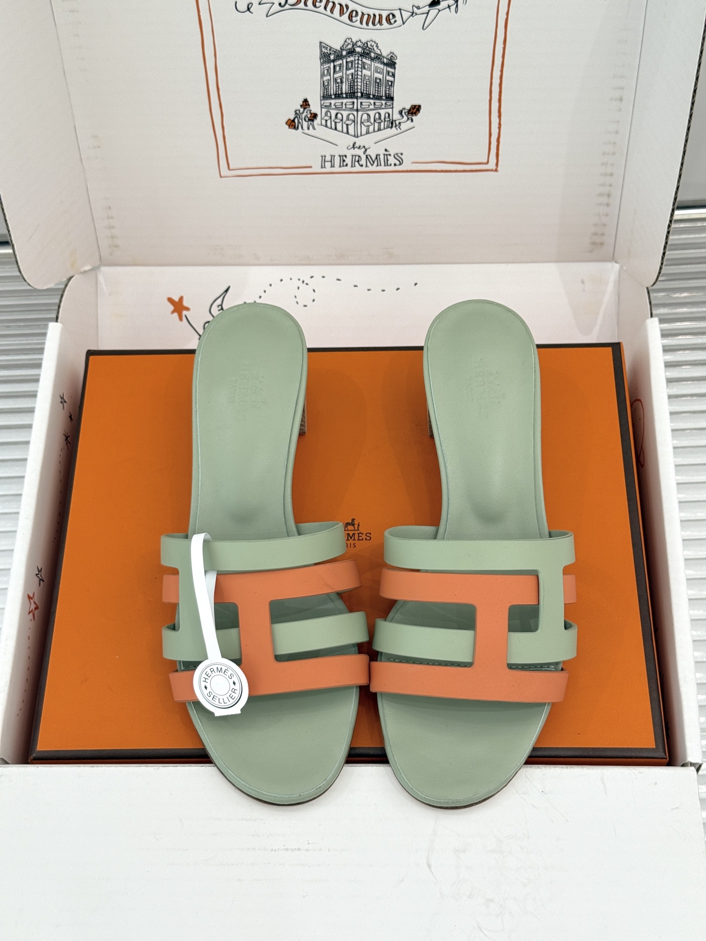 （配原版飞机盒）Hermès/爱马仕26WF新品拼色一字带拖鞋春夏衣橱点睛之笔质感经得住反复打量能穿好多