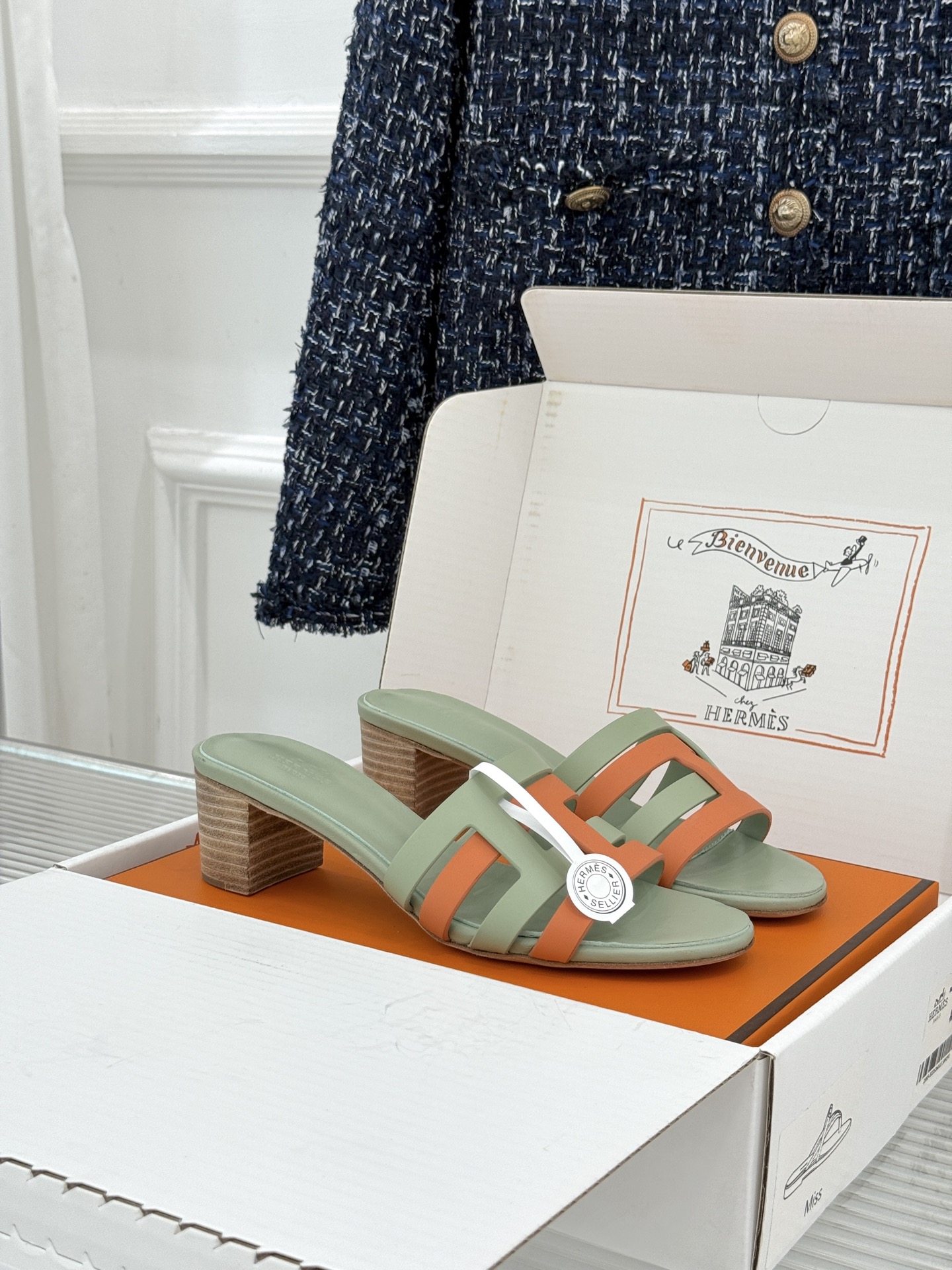 （配原版飞机盒）Hermès/爱马仕26WF新品拼色一字带拖鞋春夏衣橱点睛之笔质感经得住反复打量能穿好多