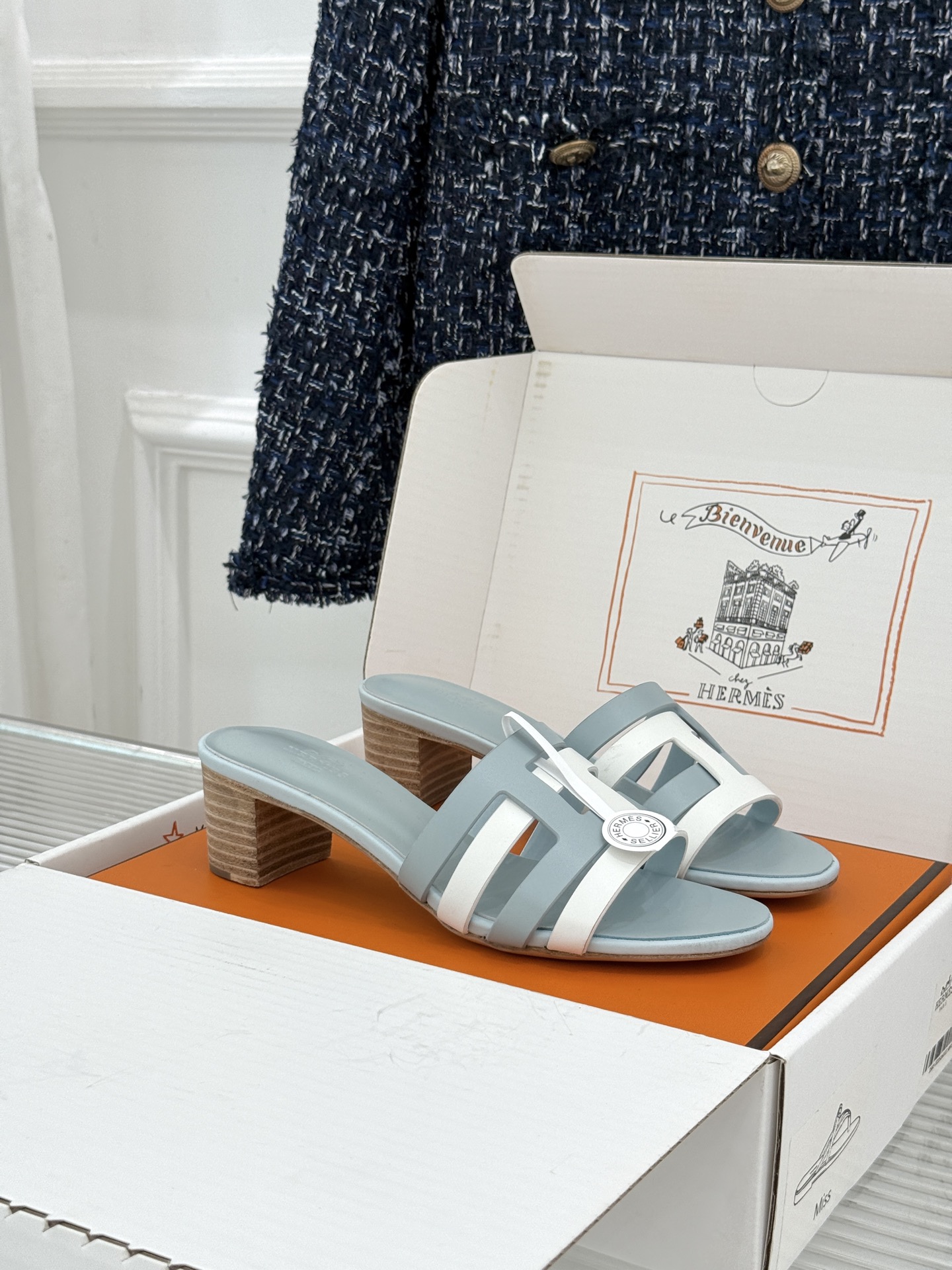 （配原版飞机盒）Hermès/爱马仕26WF新品拼色一字带拖鞋春夏衣橱点睛之笔质感经得住反复打量能穿好多