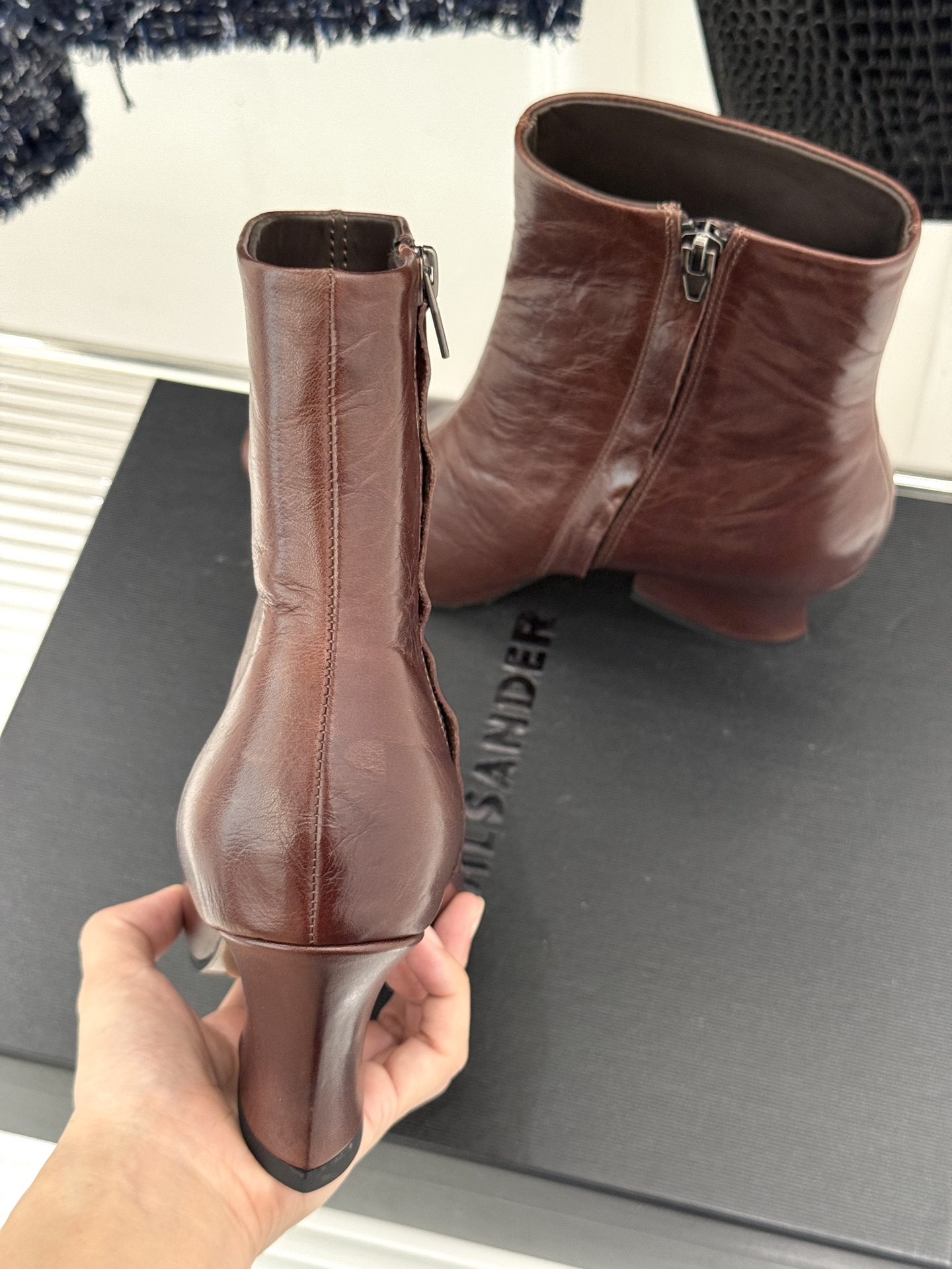 Jil Sander/吉尔桑达极26WF新品绑带粗跟短靴极简党秋冬的本命短靴低调鞋款辨识度却很高舒适与格