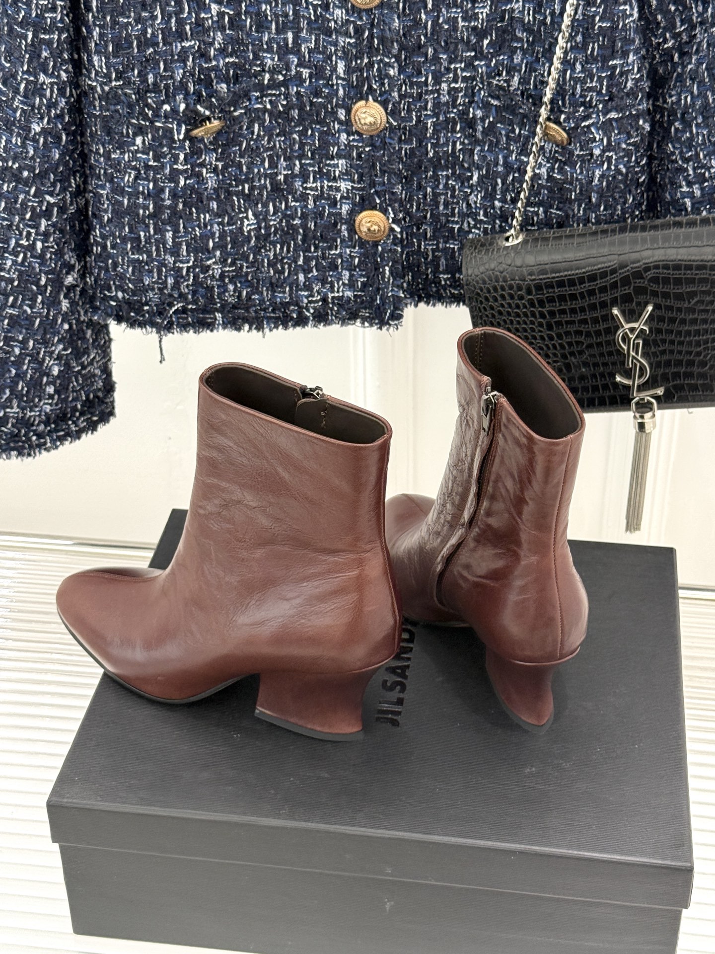 Jil Sander/吉尔桑达极26WF新品绑带粗跟短靴极简党秋冬的本命短靴低调鞋款辨识度却很高舒适与格