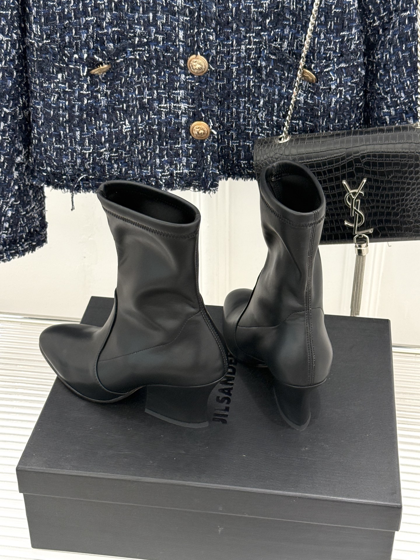 Jil Sander/吉尔桑达极26WF新品粗跟弹力靴系列秋冬衣橱百搭刚需单品低调奢牌诚意之作弹力靴筒妥