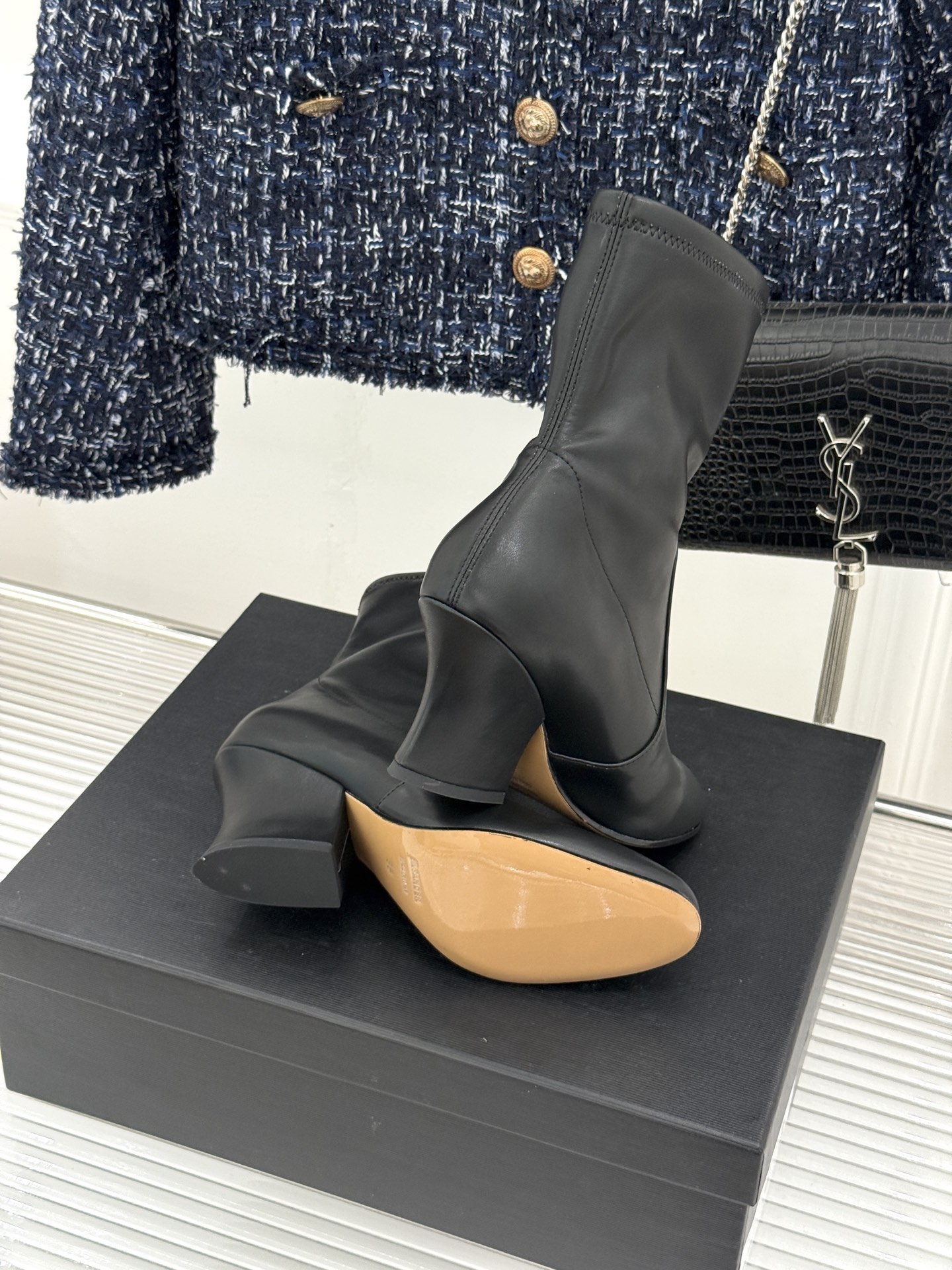Jil Sander/吉尔桑达极26WF新品粗跟弹力靴系列秋冬衣橱百搭刚需单品低调奢牌诚意之作弹力靴筒妥