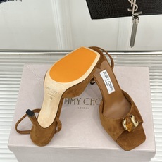 Jimmy Choo/吉米周26WF新品金属扣方头高跟凉鞋金属方扣镌刻品牌标识方头剪裁利落显脚瘦纤细高跟 Jimmy Choo/吉米周26WF新品金属扣方头高跟凉鞋金属方扣镌刻品牌标识方头剪裁利落显脚瘦纤细高跟