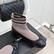 CHANE*|小香26B新品蝴蝶结 休闲芭蕾舞平底袜子靴短靴 鞋柜里私藏宝藏款 弹力针织袜筒贴脚踝 缎面蝴蝶结点缀鞋身 CHANE*|小香26B新品蝴蝶结 休闲芭蕾舞平底袜子靴短靴 鞋柜里私藏宝藏款 弹力针织袜筒贴脚踝 缎面蝴蝶结点缀鞋身