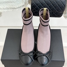 CHANE*|小香26B新品蝴蝶结 休闲芭蕾舞平底袜子靴短靴 鞋柜里私藏宝藏款 弹力针织袜筒贴脚踝 缎面蝴蝶结点缀鞋身 CHANE*|小香26B新品蝴蝶结 休闲芭蕾舞平底袜子靴短靴 鞋柜里私藏宝藏款 弹力针织袜筒贴脚踝 缎面蝴蝶结点缀鞋身